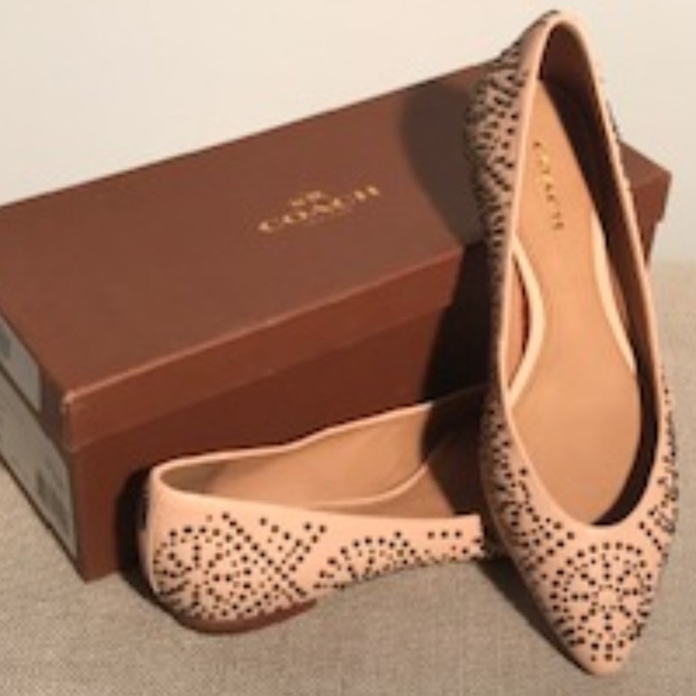 Coach Rory Stud Leather Flats NIB